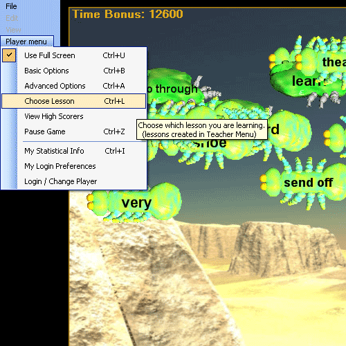 Hungry Frog Spanish Game Choose Lesson Menu